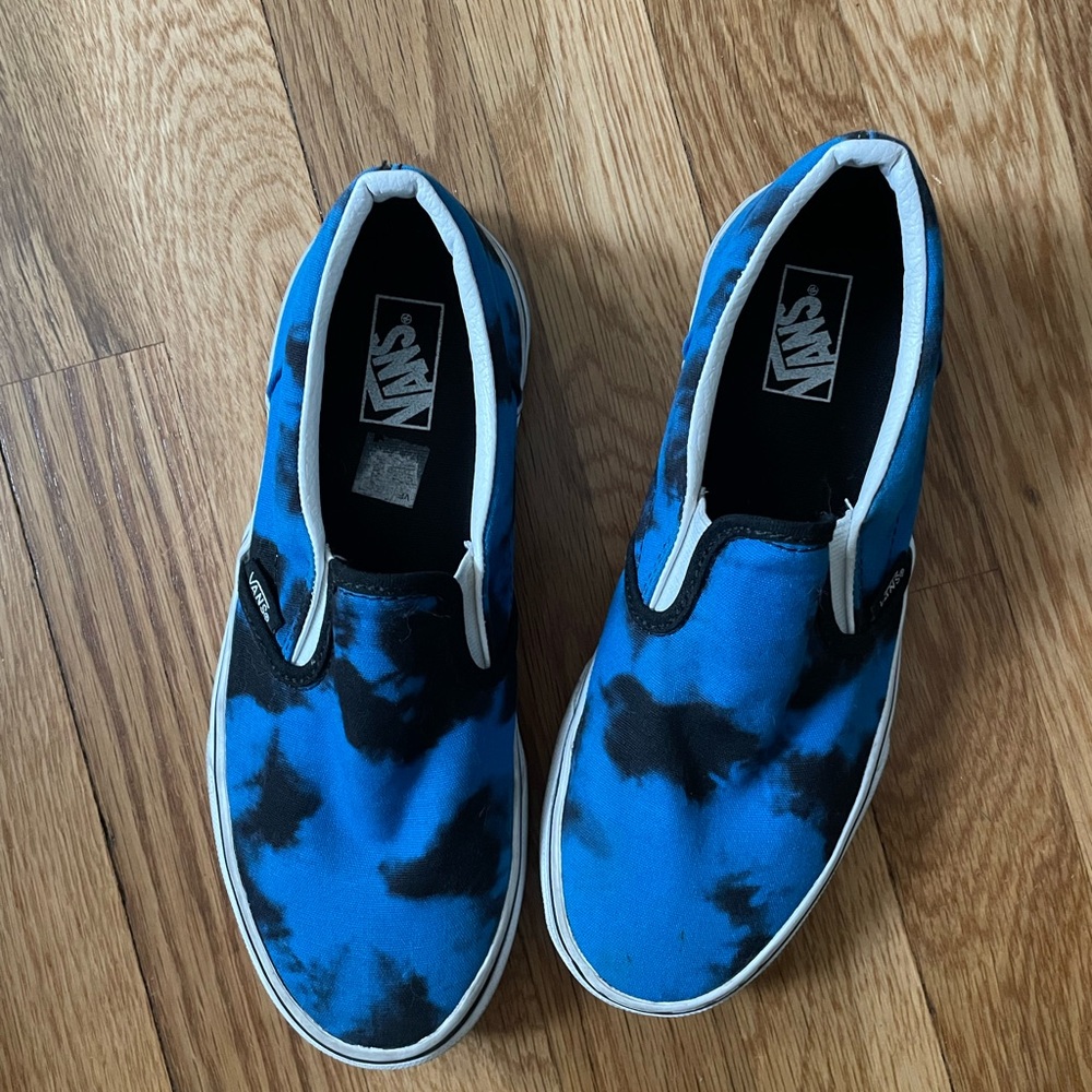 Vans Kids Black and Blue Slip-On Sneakers